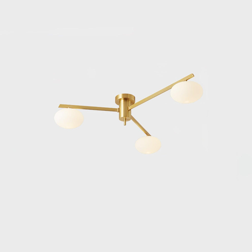 Lámpara de techo con globos de cristal ovalados y brazos delgados – Diseño moderno de perfil bajo para techos bajos en negro o latón – Casquillo G9 –