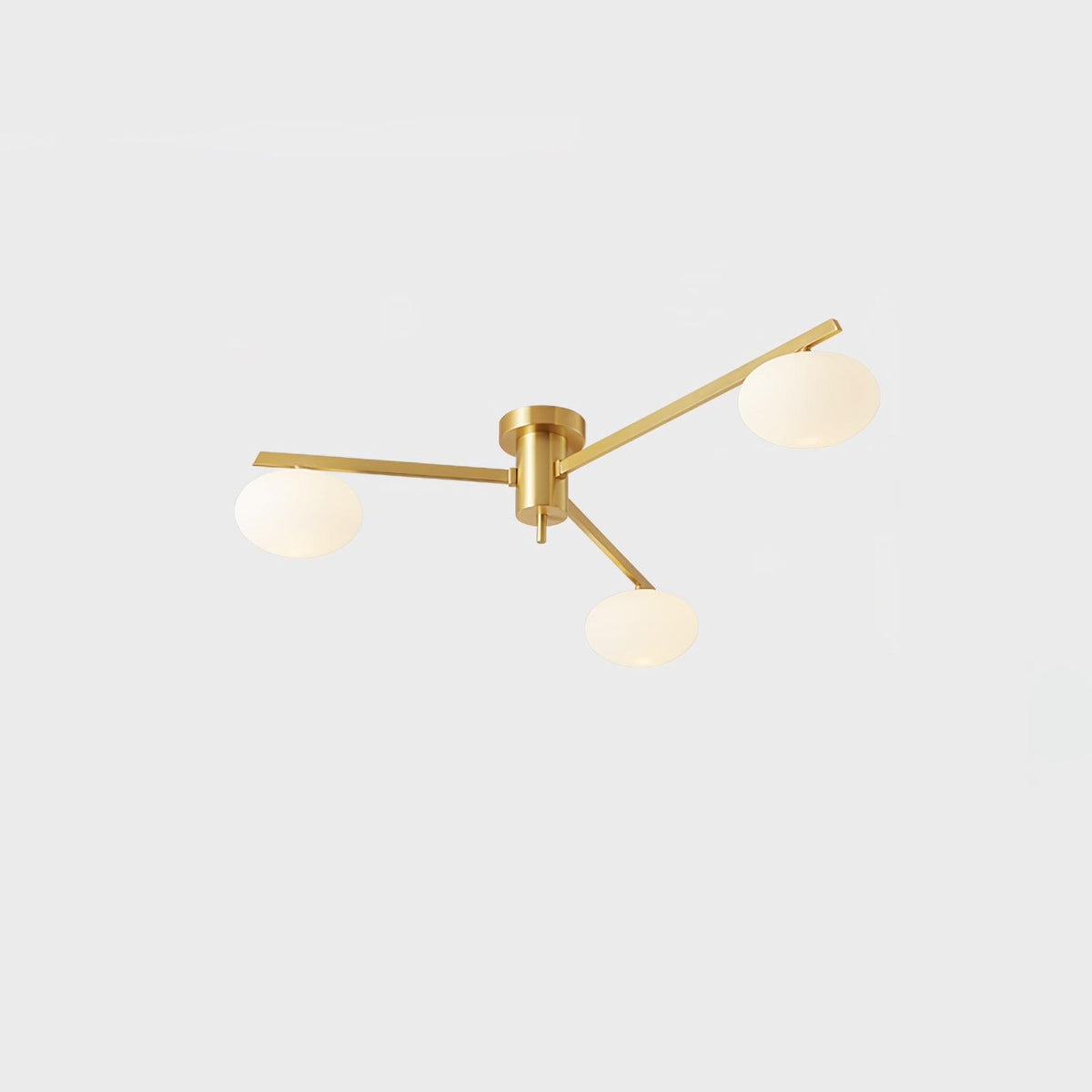 Lámpara de techo con globos de cristal ovalados y brazos delgados – Diseño moderno de perfil bajo para techos bajos en negro o latón – Casquillo G9 –