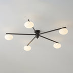 Lámpara de techo con globos de cristal ovalados y brazos delgados – Diseño moderno de perfil bajo para techos bajos en negro o latón – Casquillo G9 –