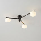 Lámpara de techo con globos de cristal ovalados y brazos delgados – Diseño moderno de perfil bajo para techos bajos en negro o latón – Casquillo G9 –