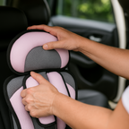Silla de coche portátil con arnés de cinco puntos, transpirable y regulable