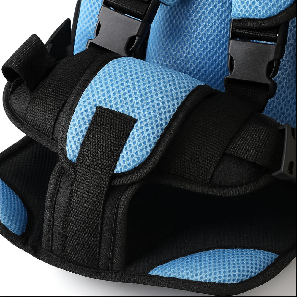 Silla de coche portátil con arnés de cinco puntos, transpirable y regulable