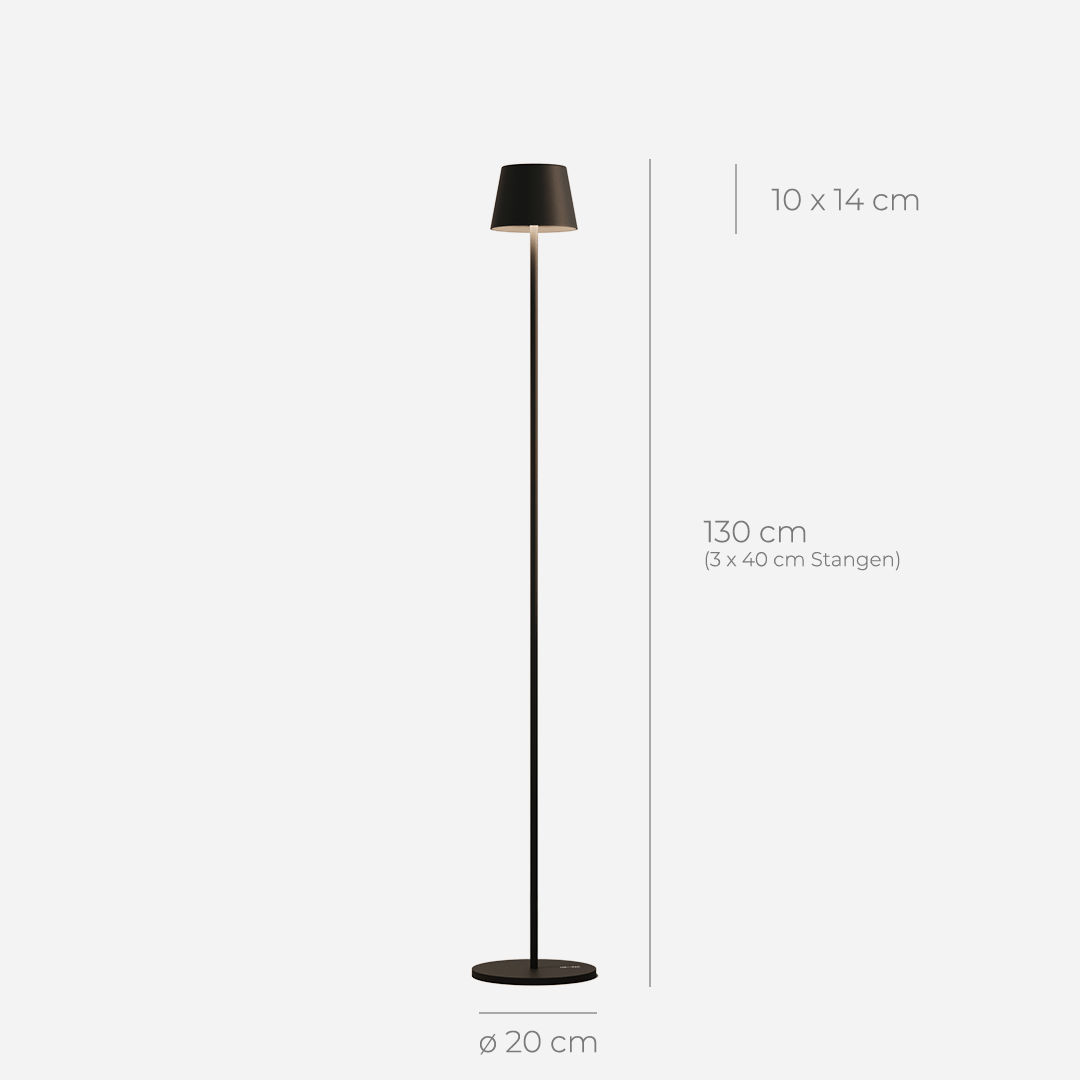 Lámpara de pie modular LED Aeronis con altura ajustable y batería recargable