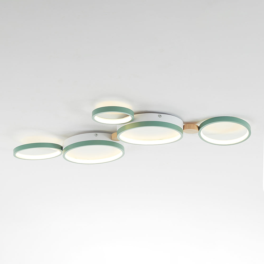 Lámpara de techo LED moderna | Diseño de triple anillo de metal gris