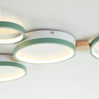 Lámpara de techo LED moderna | Diseño de triple anillo de metal gris