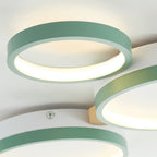 Lámpara de techo LED moderna | Diseño de triple anillo de metal gris
