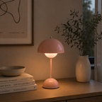 Lámpara de mesa inalámbrica recargable con pantalla tipo seta