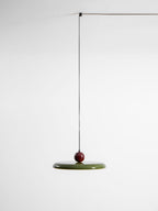 Lámpara de techo colgante redonda con diseño de disco radiante, regulable, 3 colores, cable de 450 cm, estilo escandinavo para interiores, rojo,