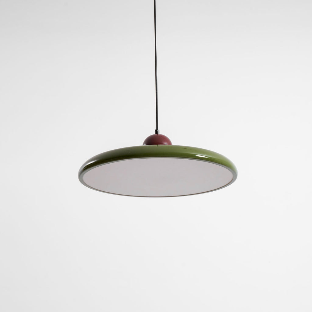 Lámpara de techo colgante redonda con diseño de disco radiante, regulable, 3 colores, cable de 450 cm, estilo escandinavo para interiores, rojo,