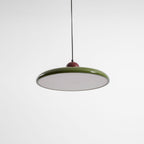 Lámpara de techo colgante redonda con diseño de disco radiante, regulable, 3 colores, cable de 450 cm, estilo escandinavo para interiores, rojo,