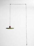 Lámpara de techo colgante redonda con diseño de disco radiante, regulable, 3 colores, cable de 450 cm, estilo escandinavo para interiores, rojo,