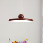 Lámpara de techo colgante redonda con diseño de disco radiante, regulable, 3 colores, cable de 450 cm, estilo escandinavo para interiores, rojo,