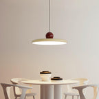 Lámpara de techo colgante redonda con diseño de disco radiante, regulable, 3 colores, cable de 450 cm, estilo escandinavo para interiores, rojo,