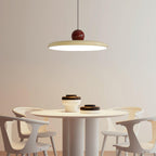 Lámpara de techo colgante redonda con diseño de disco radiante, regulable, 3 colores, cable de 450 cm, estilo escandinavo para interiores, rojo,