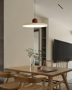 Lámpara de techo colgante redonda con diseño de disco radiante, regulable, 3 colores, cable de 450 cm, estilo escandinavo para interiores, rojo,