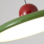 Lámpara de techo colgante redonda con diseño de disco radiante, regulable, 3 colores, cable de 450 cm, estilo escandinavo para interiores, rojo,