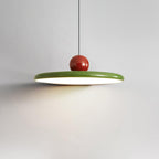 Lámpara de techo colgante redonda con diseño de disco radiante, regulable, 3 colores, cable de 450 cm, estilo escandinavo para interiores, rojo,