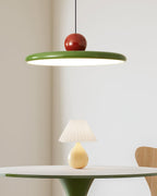 Lámpara de techo colgante redonda con diseño de disco radiante, regulable, 3 colores, cable de 450 cm, estilo escandinavo para interiores, rojo,