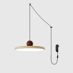 Lámpara de techo colgante redonda con diseño de disco radiante, regulable, 3 colores, cable de 450 cm, estilo escandinavo para interiores, rojo,