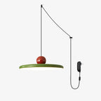 Lámpara de techo colgante redonda con diseño de disco radiante, regulable, 3 colores, cable de 450 cm, estilo escandinavo para interiores, rojo,