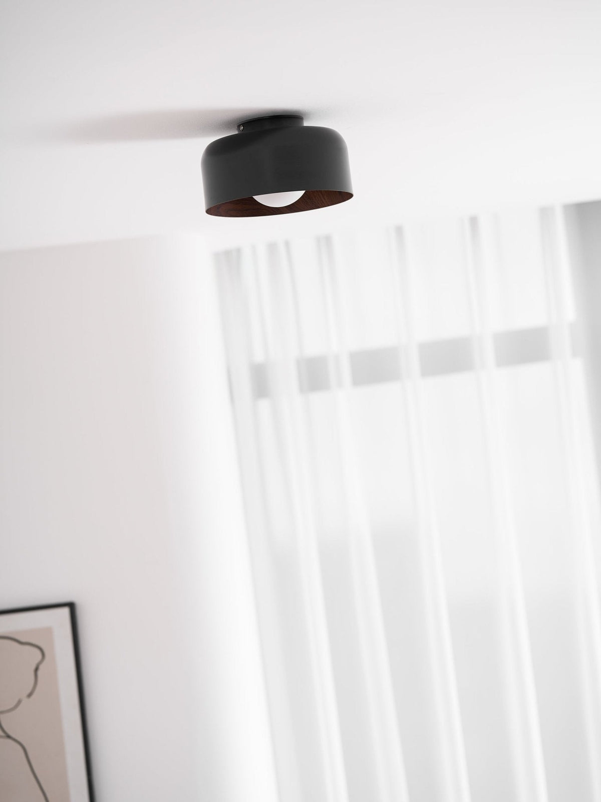 Lámpara de techo redonda con interior Houtnerf Glazen Bol ∅22 cm para Hal Keuken Slaapkamer Wandmontage G9 Accesorio
