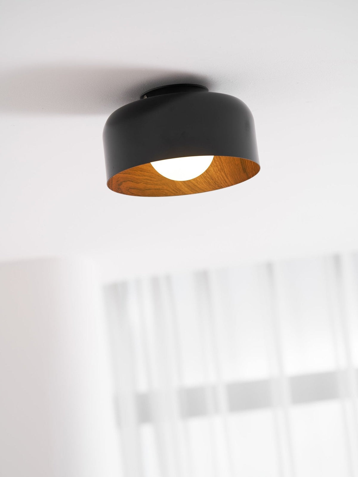 Lámpara de techo redonda con interior Houtnerf Glazen Bol ∅22 cm para Hal Keuken Slaapkamer Wandmontage G9 Accesorio