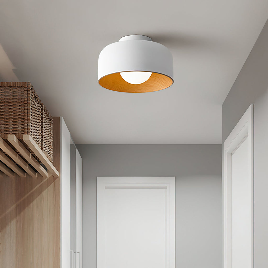 Lámpara de techo redonda con interior Houtnerf Glazen Bol ∅22 cm para Hal Keuken Slaapkamer Wandmontage G9 Accesorio
