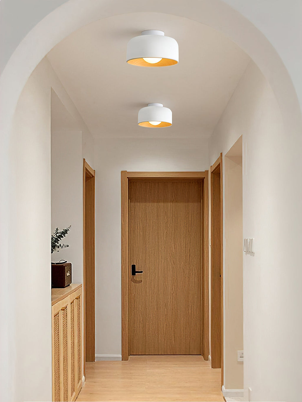 Lámpara de techo redonda con interior Houtnerf Glazen Bol ∅22 cm para Hal Keuken Slaapkamer Wandmontage G9 Accesorio