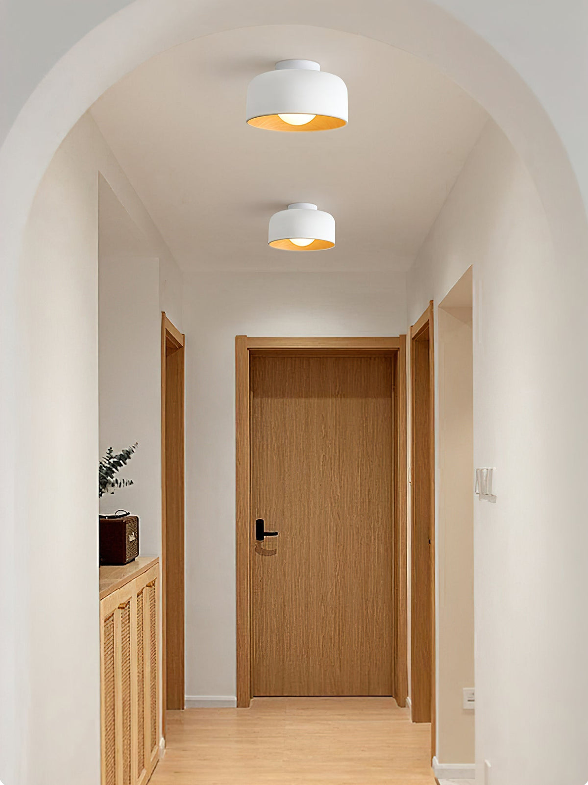 Lámpara de techo redonda con interior Houtnerf Glazen Bol ∅22 cm para Hal Keuken Slaapkamer Wandmontage G9 Accesorio
