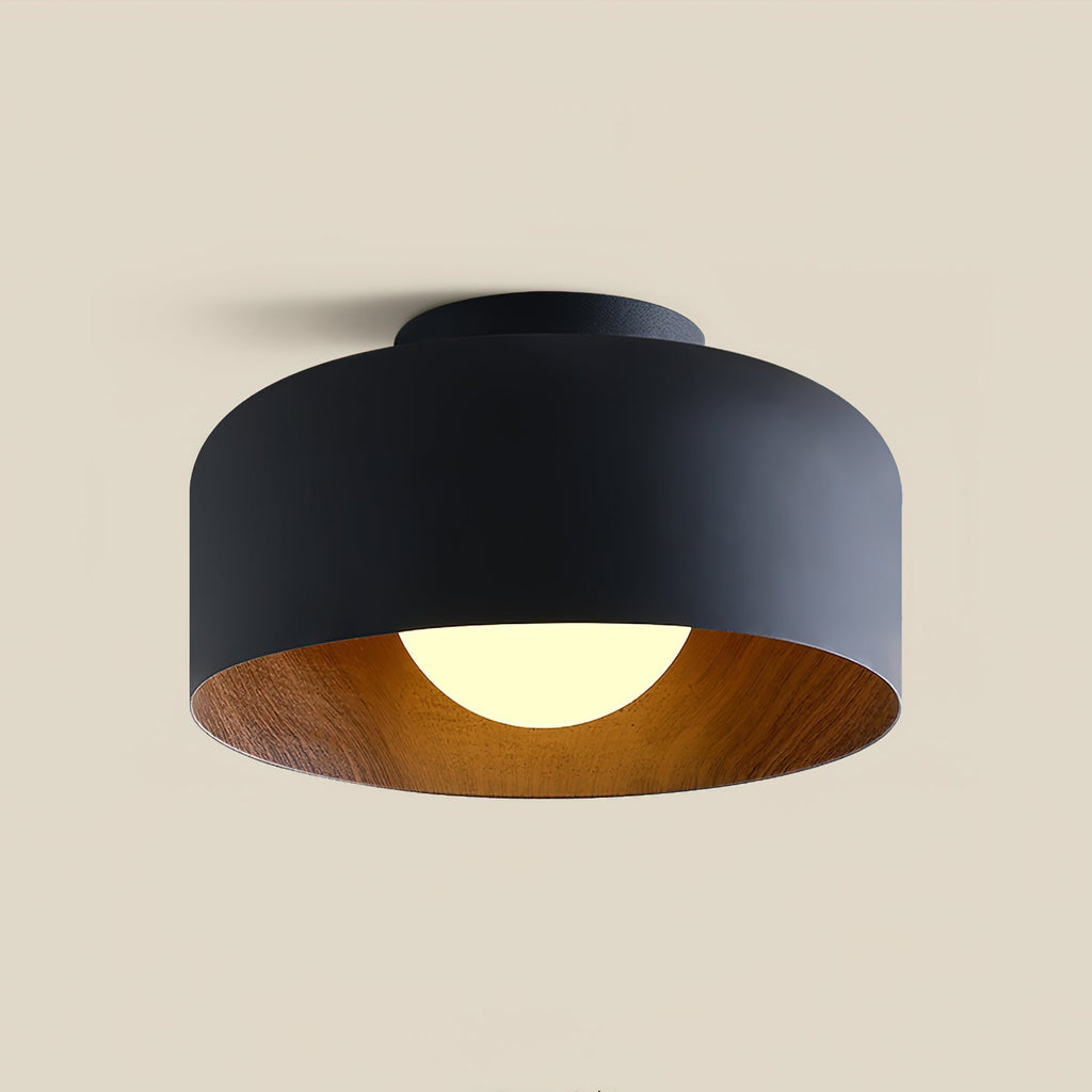 Lámpara de techo redonda con interior Houtnerf Glazen Bol ∅22 cm para Hal Keuken Slaapkamer Wandmontage G9 Accesorio