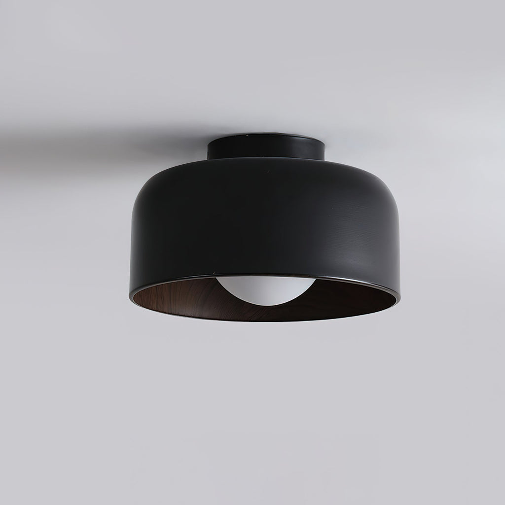 Lámpara de techo redonda con interior Houtnerf Glazen Bol ∅22 cm para Hal Keuken Slaapkamer Wandmontage G9 Accesorio