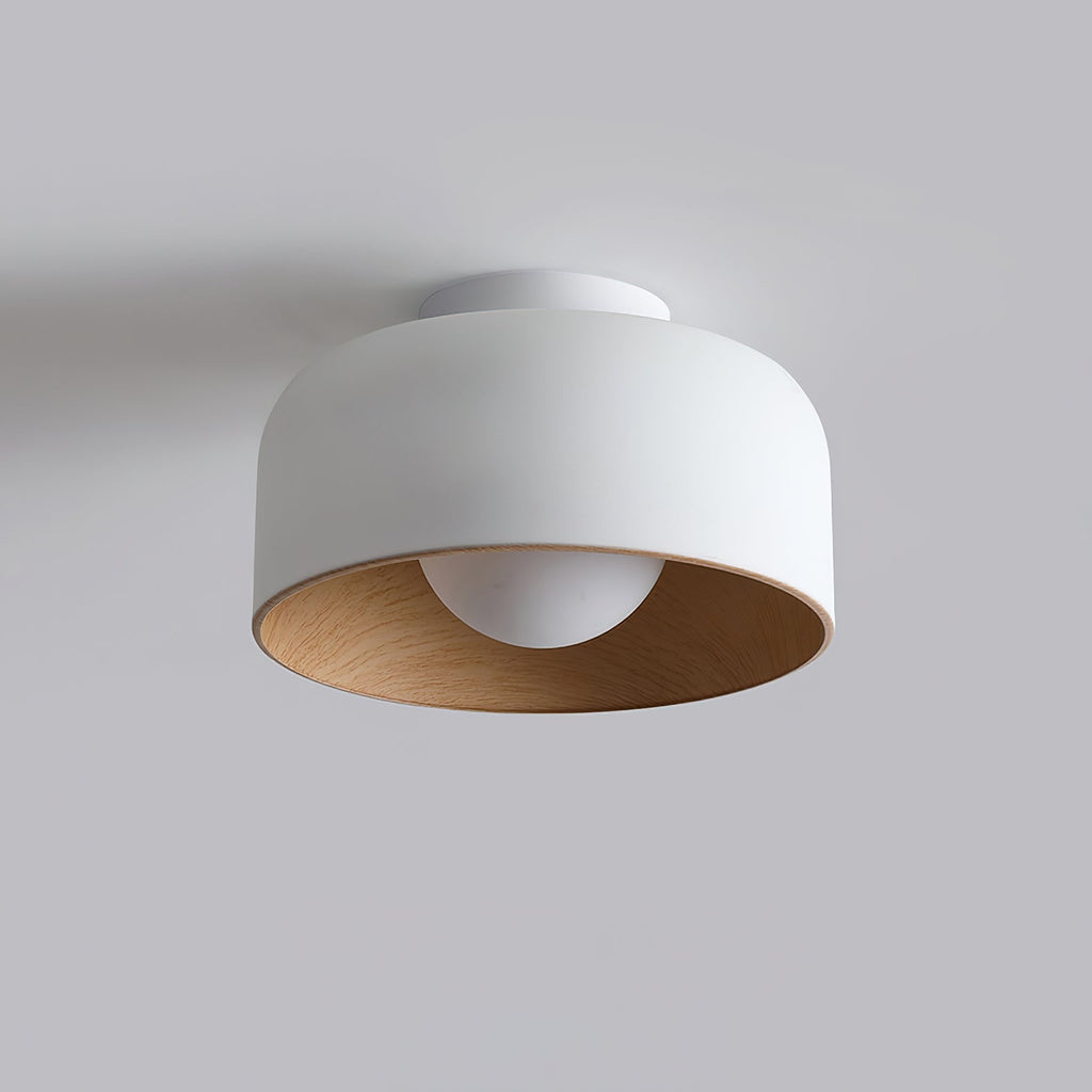 Lámpara de techo redonda con interior Houtnerf Glazen Bol ∅22 cm para Hal Keuken Slaapkamer Wandmontage G9 Accesorio
