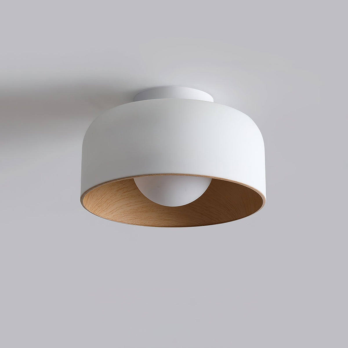 Lámpara de techo redonda con interior Houtnerf Glazen Bol ∅22 cm para Hal Keuken Slaapkamer Wandmontage G9 Accesorio