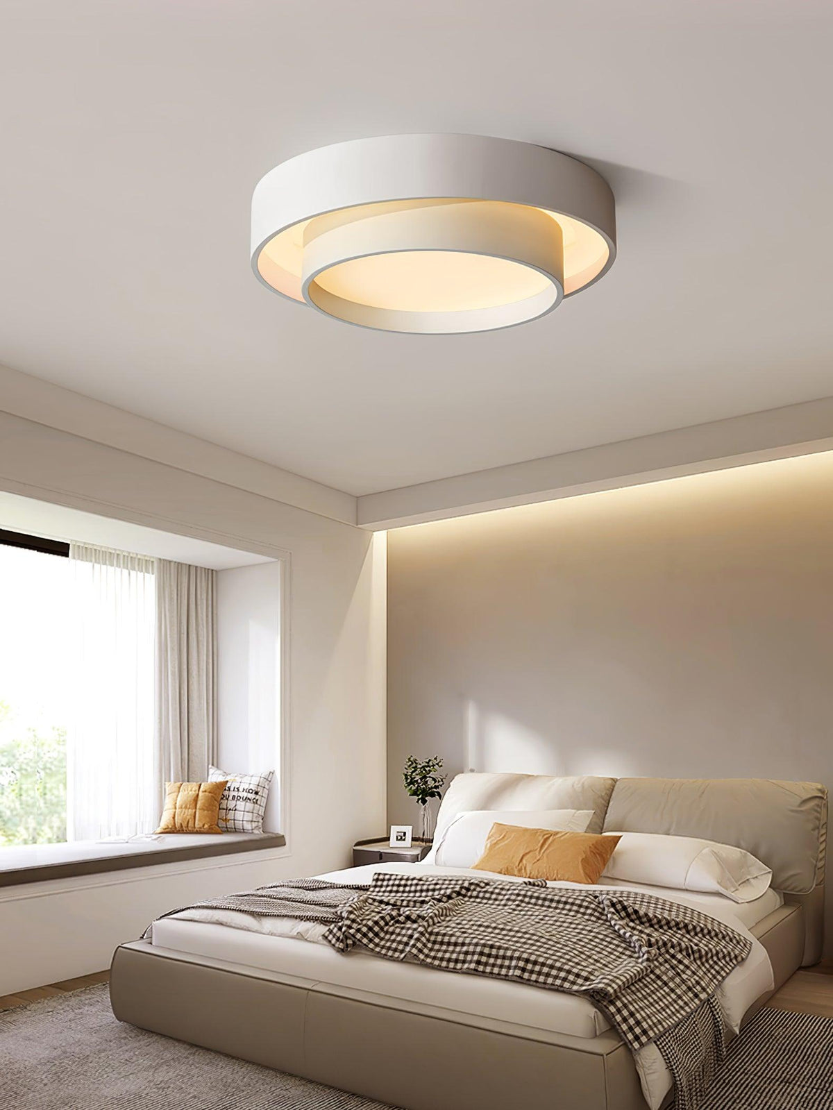Lámpara de techo cilíndrica de hierro y acrílico, blanca, gris y negra, para sala de estar o dormitorio, LED, 3000K, 4000K, 6000K, Ø40, Ø50, Ø60 cm,