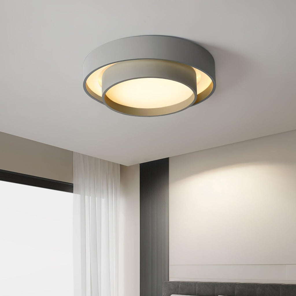 Lámpara de techo cilíndrica de hierro y acrílico, blanca, gris y negra, para sala de estar o dormitorio, LED, 3000K, 4000K, 6000K, Ø40, Ø50, Ø60 cm,