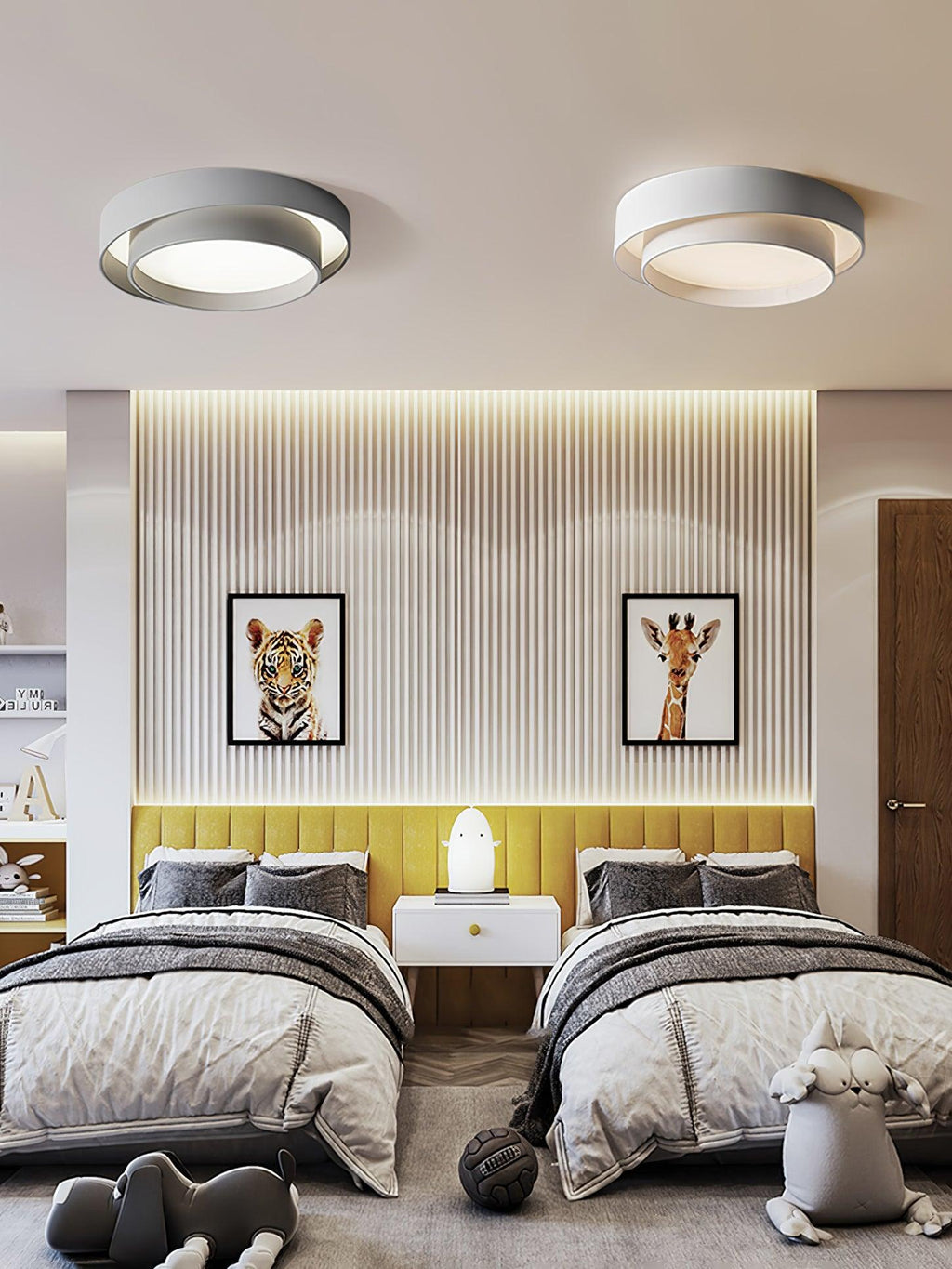 Lámpara de techo cilíndrica de hierro y acrílico, blanca, gris y negra, para sala de estar o dormitorio, LED, 3000K, 4000K, 6000K, Ø40, Ø50, Ø60 cm,