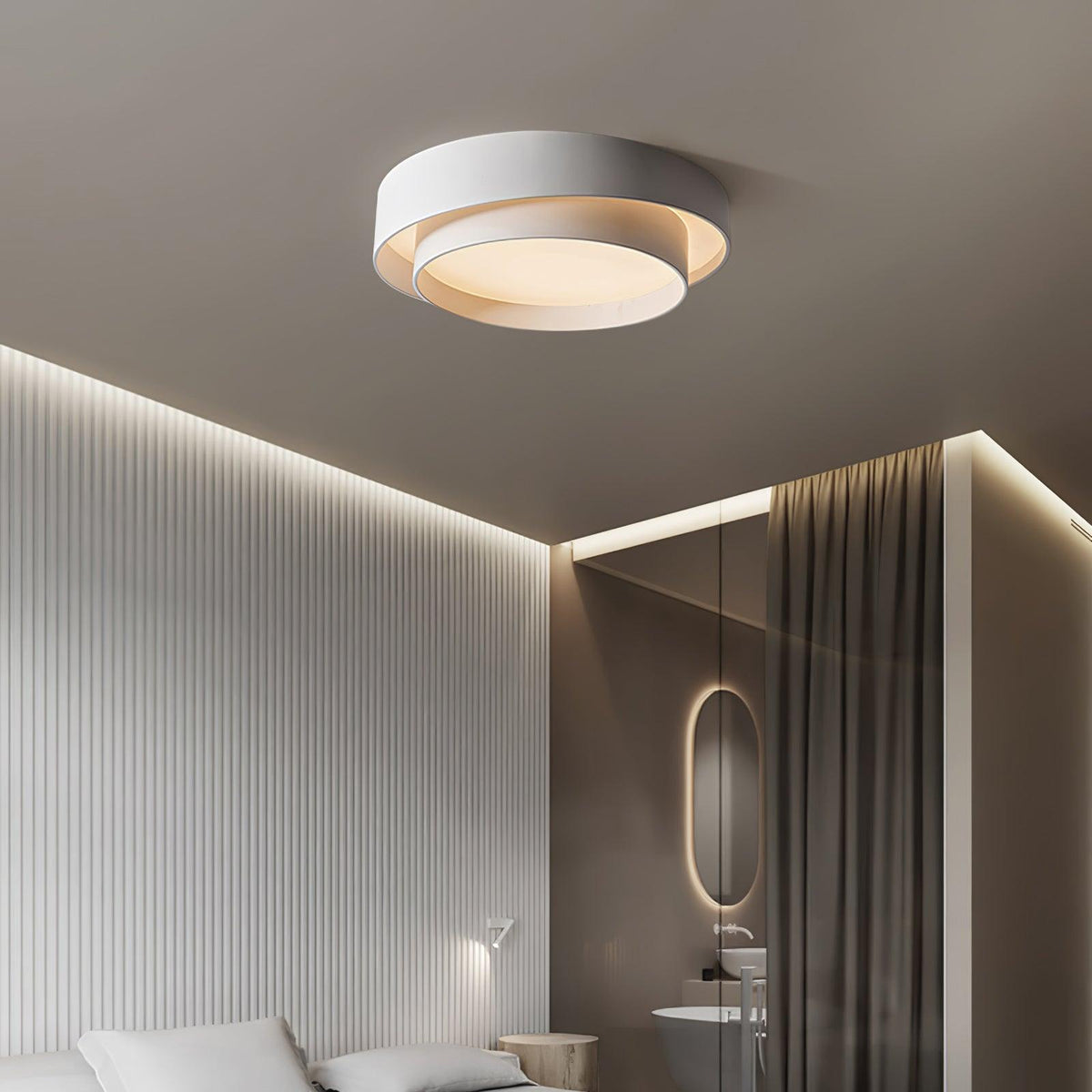 Lámpara de techo cilíndrica de hierro y acrílico, blanca, gris y negra, para sala de estar o dormitorio, LED, 3000K, 4000K, 6000K, Ø40, Ø50, Ø60 cm,