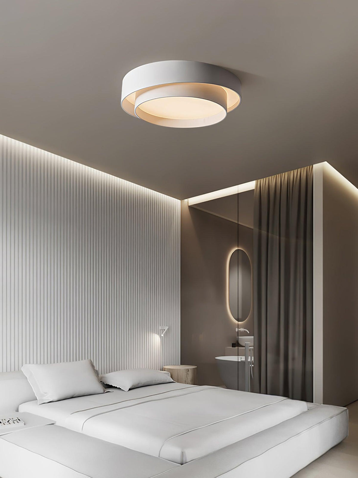 Lámpara de techo cilíndrica de hierro y acrílico, blanca, gris y negra, para sala de estar o dormitorio, LED, 3000K, 4000K, 6000K, Ø40, Ø50, Ø60 cm,