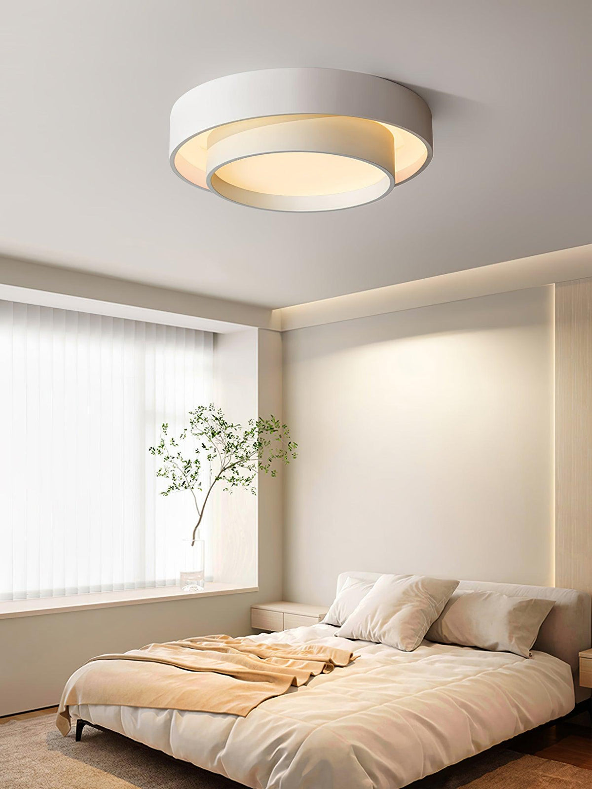 Lámpara de techo cilíndrica de hierro y acrílico, blanca, gris y negra, para sala de estar o dormitorio, LED, 3000K, 4000K, 6000K, Ø40, Ø50, Ø60 cm,