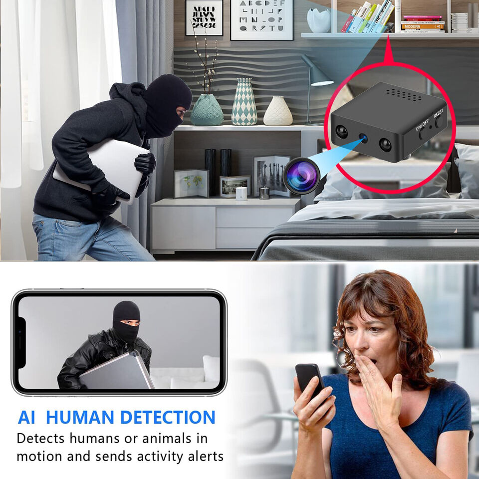 Mini cámara de seguridad Wi-Fi con visión nocturna y detección de movimiento