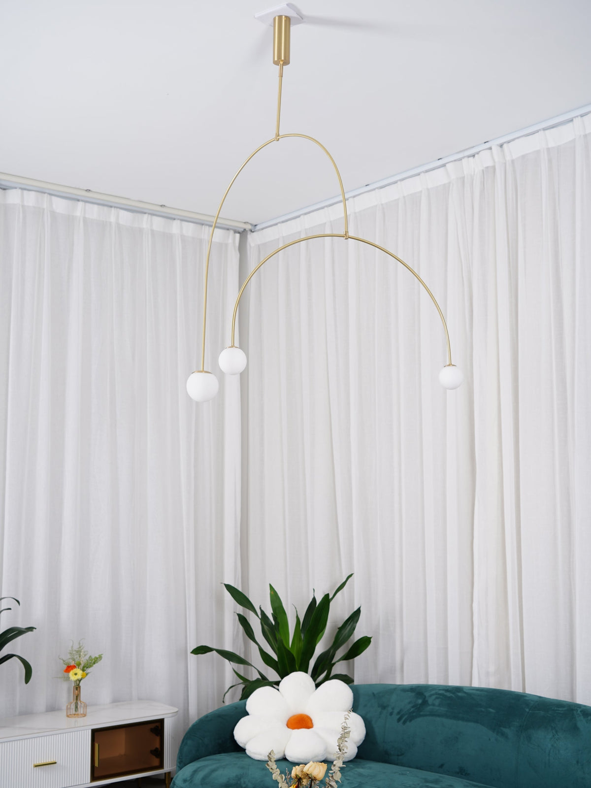 Lámpara de techo móvil con globos de cristal – Diseño moderno en latón o negro – 9 configuraciones – Casquillo G9 y G4