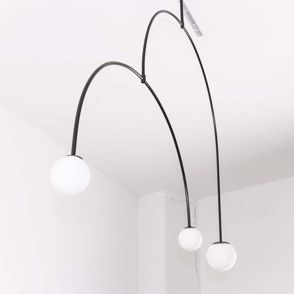 Lámpara de techo móvil con globos de cristal – Diseño moderno en latón o negro – 9 configuraciones – Casquillo G9 y G4