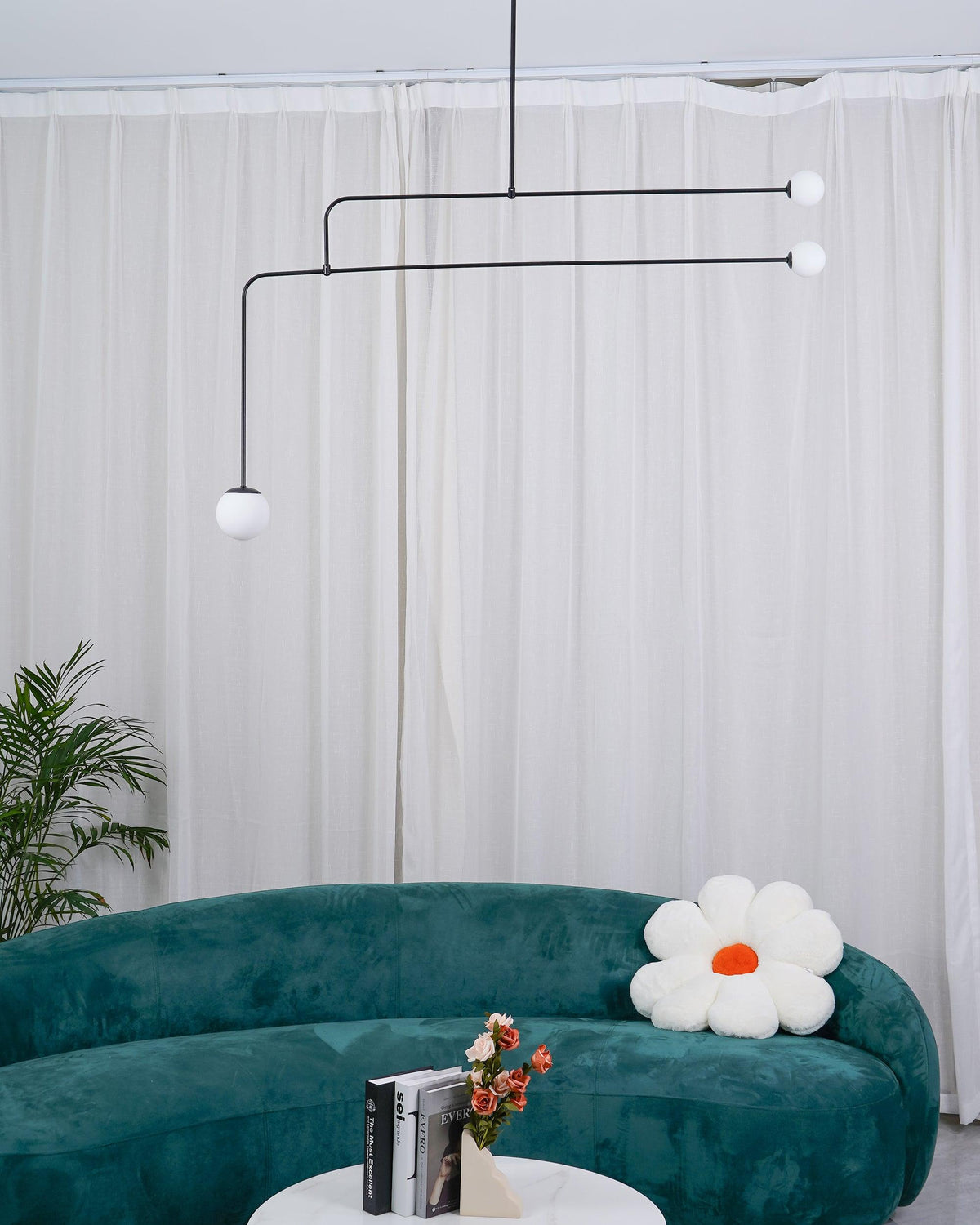 Lámpara de techo móvil con globos de cristal – Diseño moderno en latón o negro – 9 configuraciones – Casquillo G9 y G4