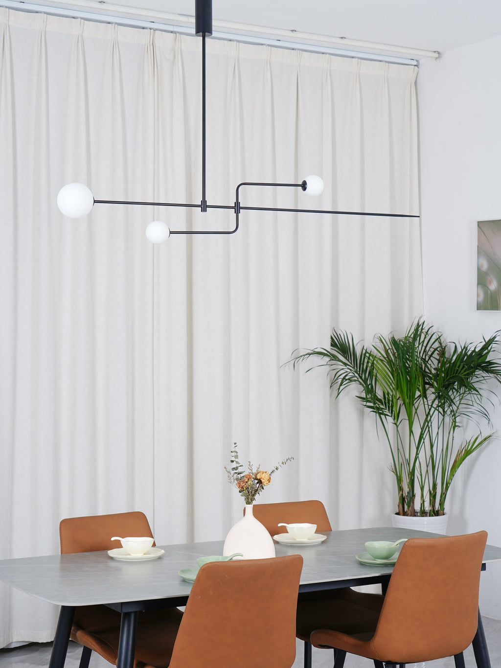 Lámpara de techo móvil con globos de cristal – Diseño moderno en latón o negro – 9 configuraciones – Casquillo G9 y G4