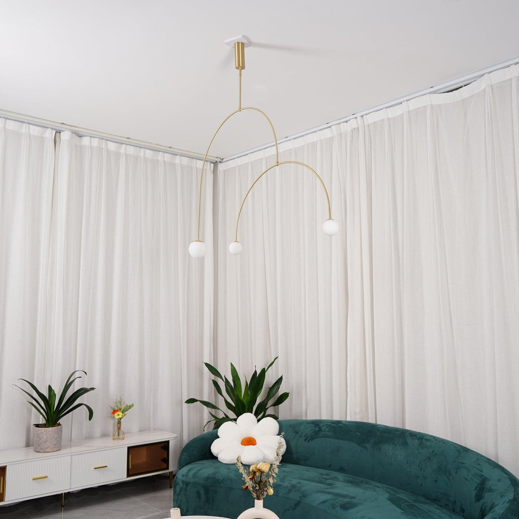 Lámpara de techo móvil con globos de cristal – Diseño moderno en latón o negro – 9 configuraciones – Casquillo G9 y G4