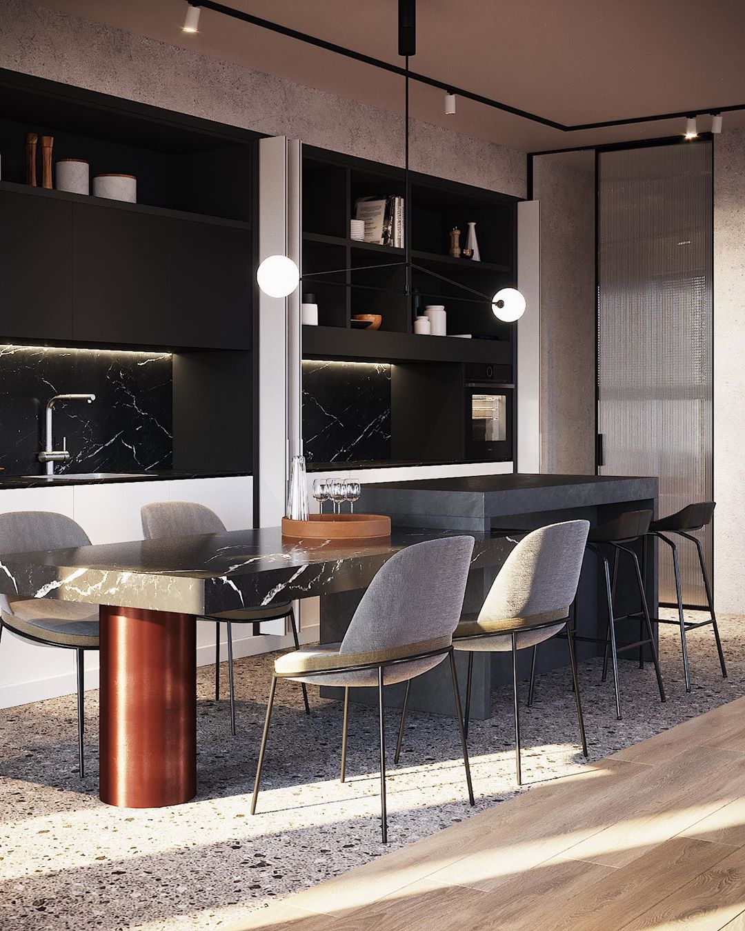 Lámpara de techo móvil con globos de cristal – Diseño moderno en latón o negro – 9 configuraciones – Casquillo G9 y G4