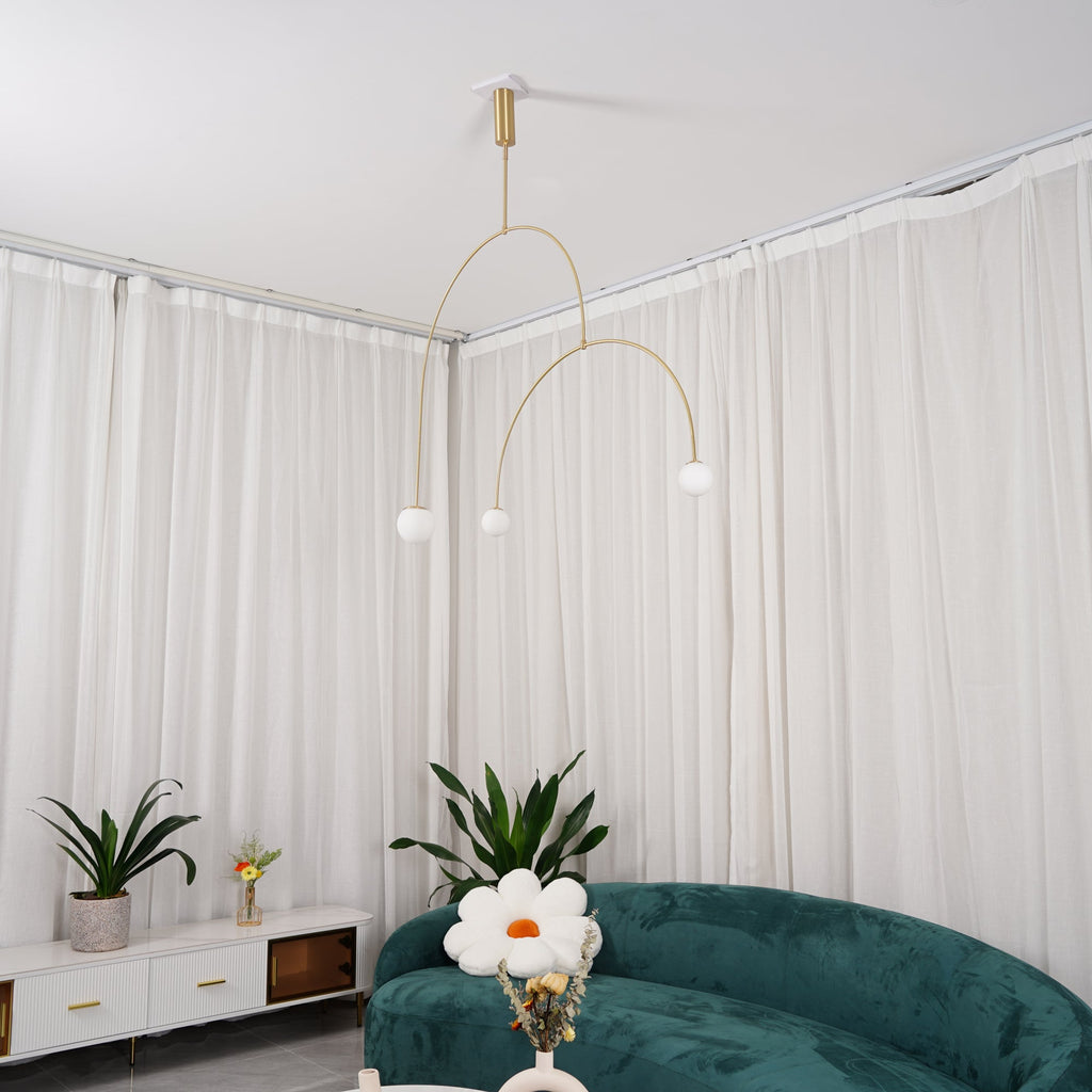 Lámpara de techo móvil con globos de cristal – Diseño moderno en latón o negro – 9 configuraciones – Casquillo G9 y G4