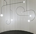 Lámpara de techo móvil con globos de cristal – Diseño moderno en latón o negro – 9 configuraciones – Casquillo G9 y G4