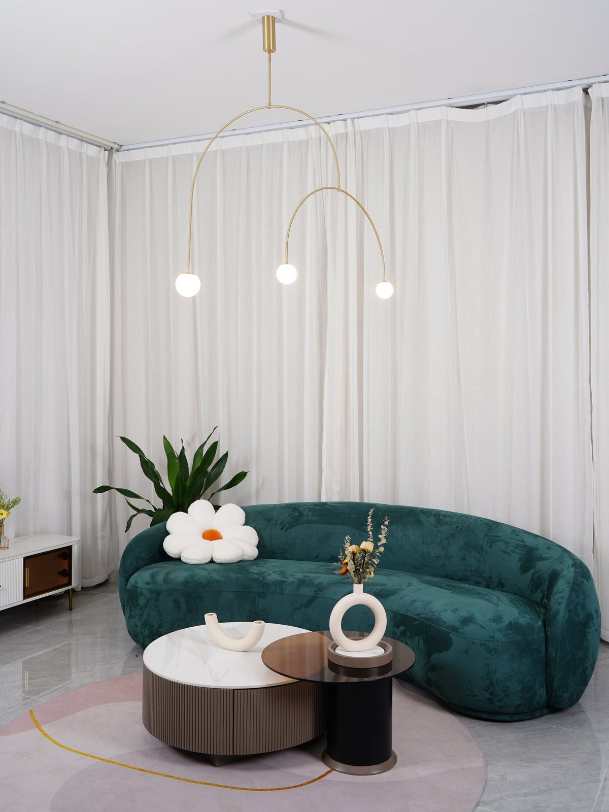 Lámpara de techo móvil con globos de cristal – Diseño moderno en latón o negro – 9 configuraciones – Casquillo G9 y G4