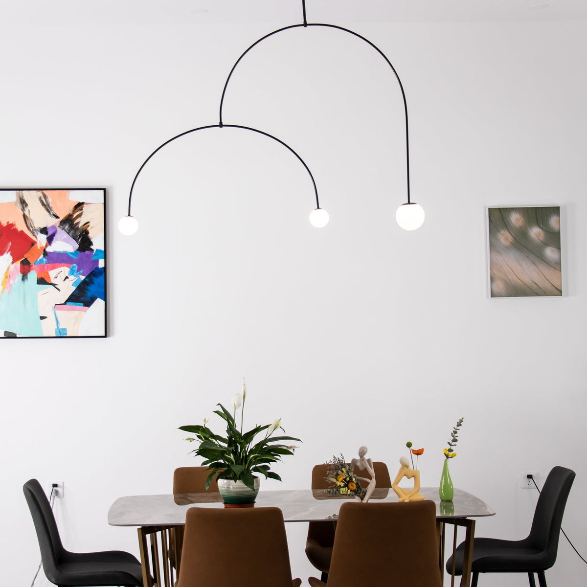 Lámpara de techo móvil con globos de cristal – Diseño moderno en latón o negro – 9 configuraciones – Casquillo G9 y G4